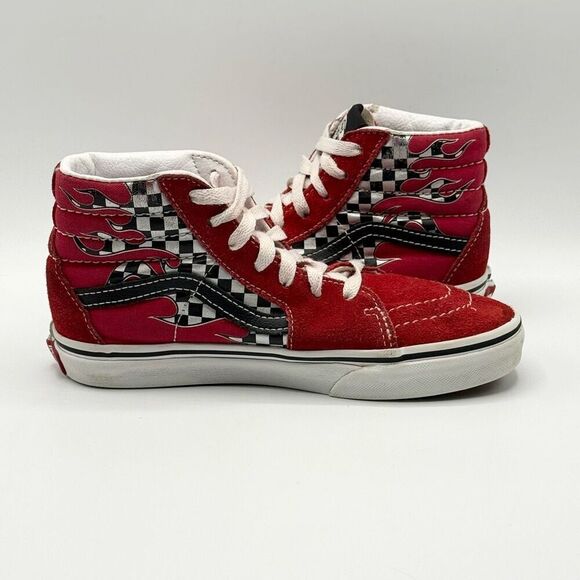 Vans AK8-HI Red Flame Hi Top Lace Up Sneakers - Big Kid US 2.5 - Picture 7 of 10